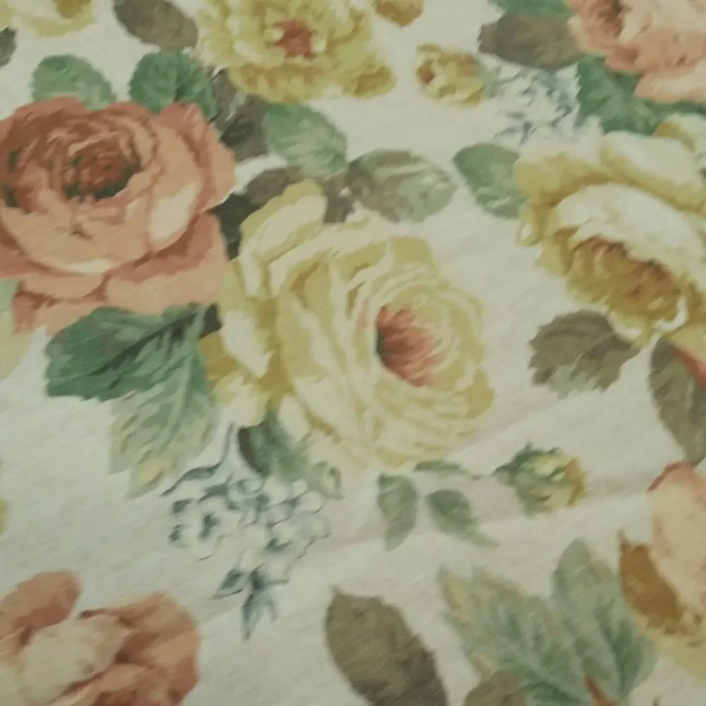 Pottery Barn Full Queen Rita Floral Duvet Cover Linen Blend Cabbage Rose Cottage